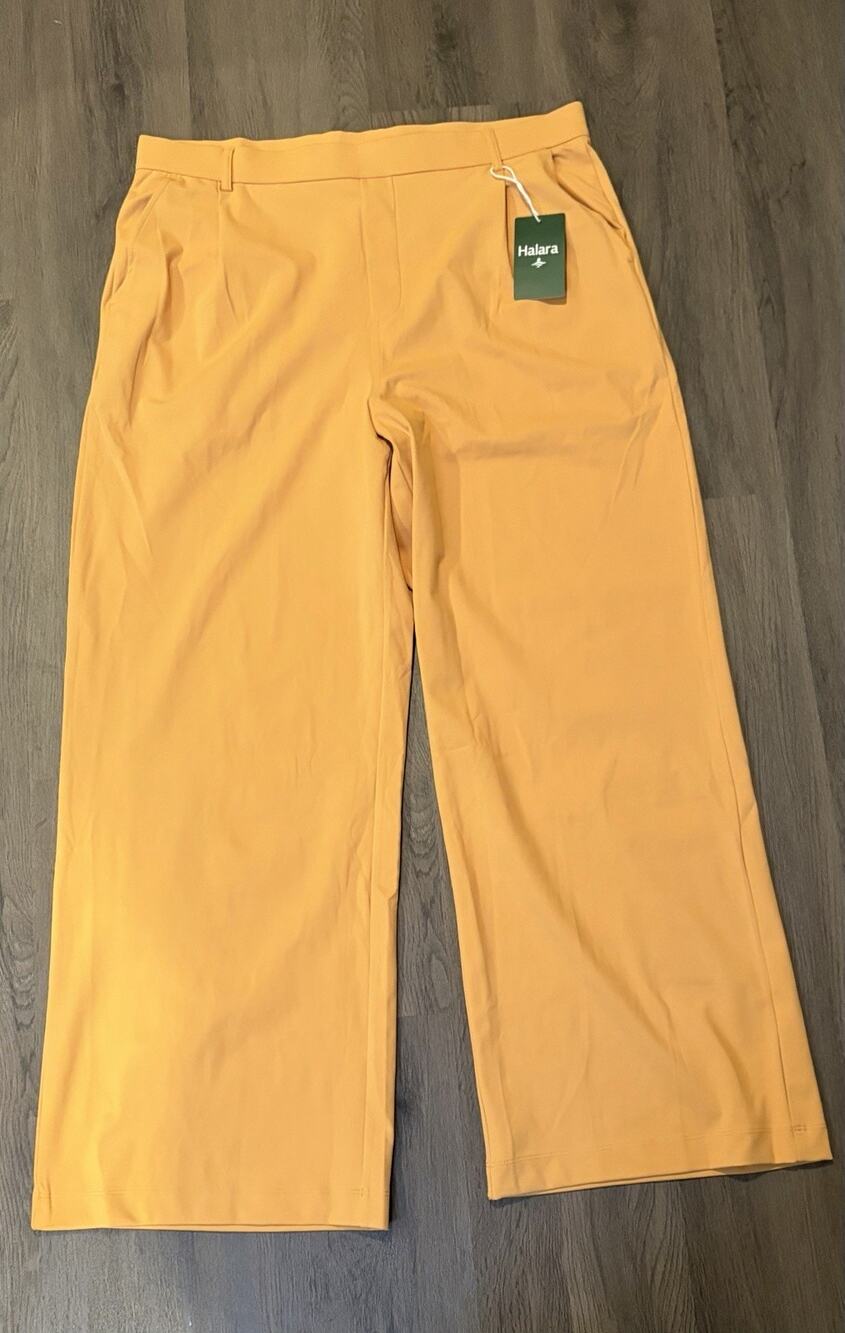 Halara Women’s Yellow Orange Solid Flat Front Dress Pants Regular XL NWT